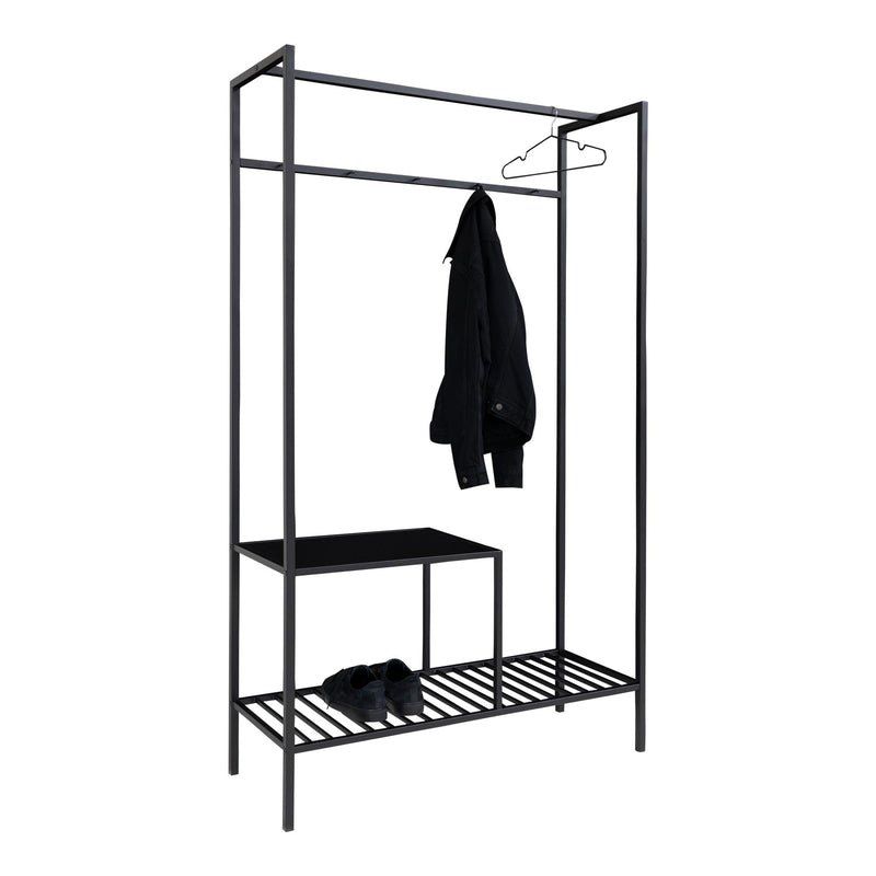 Vita Garderobe Garderobe i sort ramme og to sorte hylder
