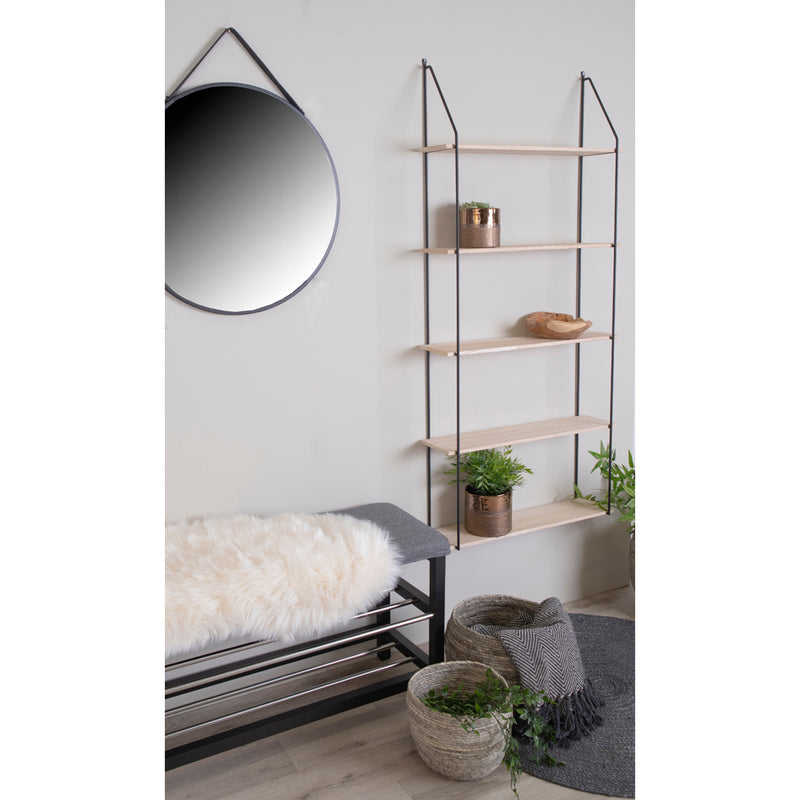 House Nordic - Trapani Spejl - Sort stålramme og PU strop Ø60 cm