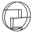 Rotterdam Hylde - Rund hylde med sort ramme og træ Ø62 cm