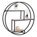 Rotterdam Hylde Rund hylde med sort ramme og træ