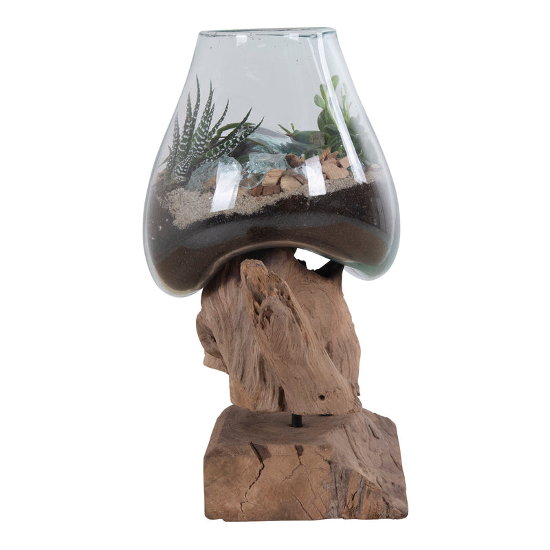 San Marino Waterdrop - Vanddråbe skål i glas med træfod h25 cm