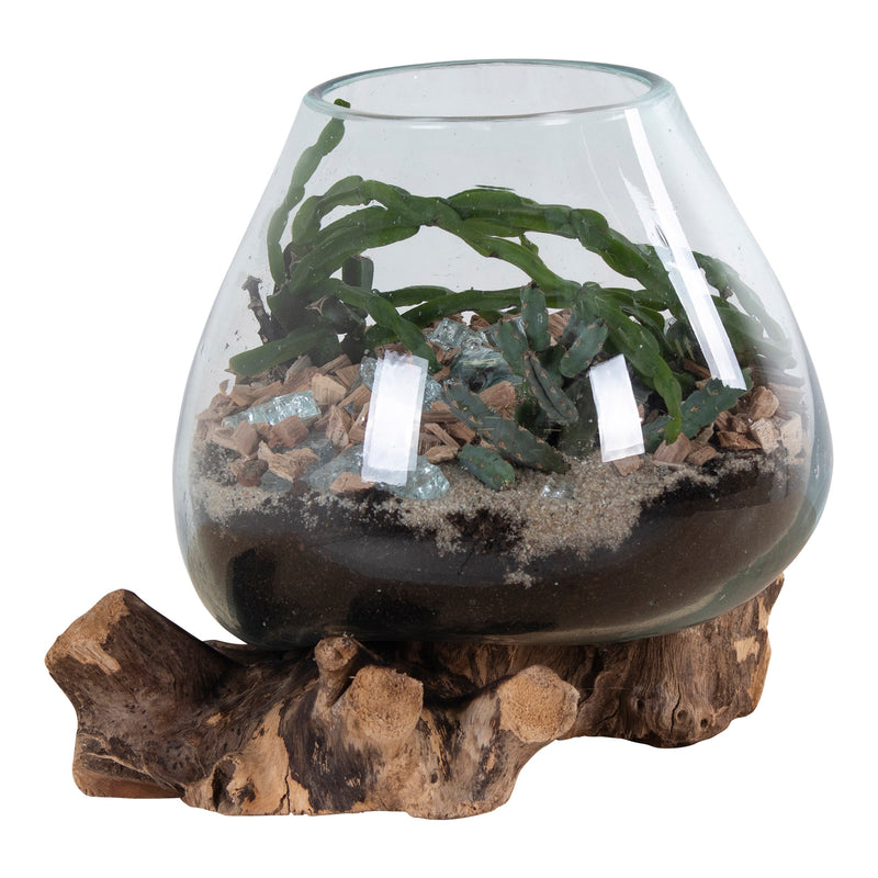 San Marino Waterdrop - Vanddråbe skål i glas med træfod h15-20 cm