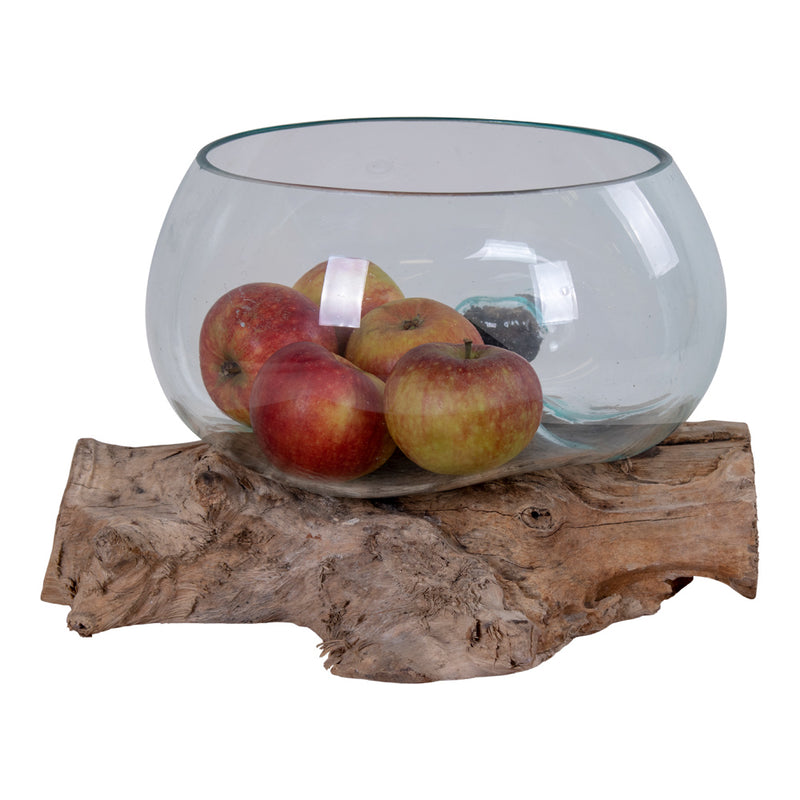 San Marino Waterdrop - Vanddråbe skål i glas med træfod ø26xh20 cm
