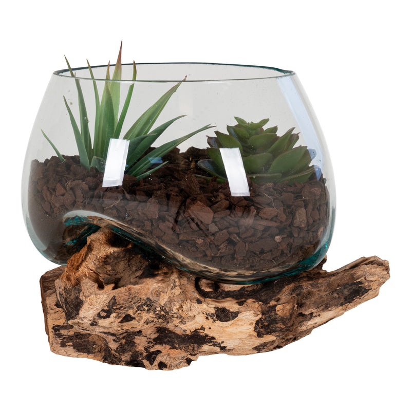 San Marino Waterdrop Vanddråbe skål i glas med træfod Ø15xH15 cm