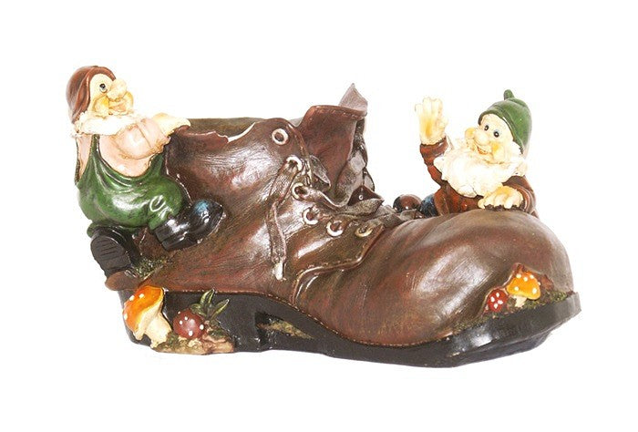 Garden Life - Gnom Stor H23 cm., gammel sko med to nisser
