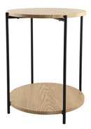 Sidebord med underhylde,  set fra siden. Stel i pulverlakeret sort metal, H50 cm