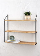 Day - Væghylde 3 hylder i sort/træ 60x54 cm