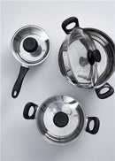 Gryddesæt med de 3 mest brugte gryde størrelser med tilhørrende låg fra Day, set oppe fra