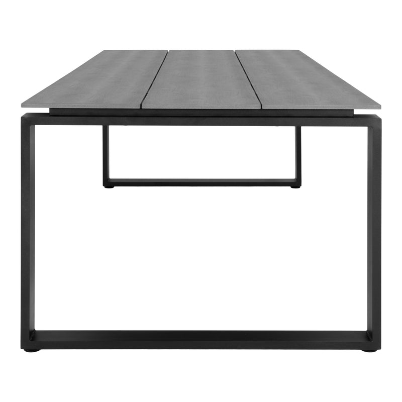 Denver Havebord - Bordplade i grå nonwood og sorte ben 220x100 cm
