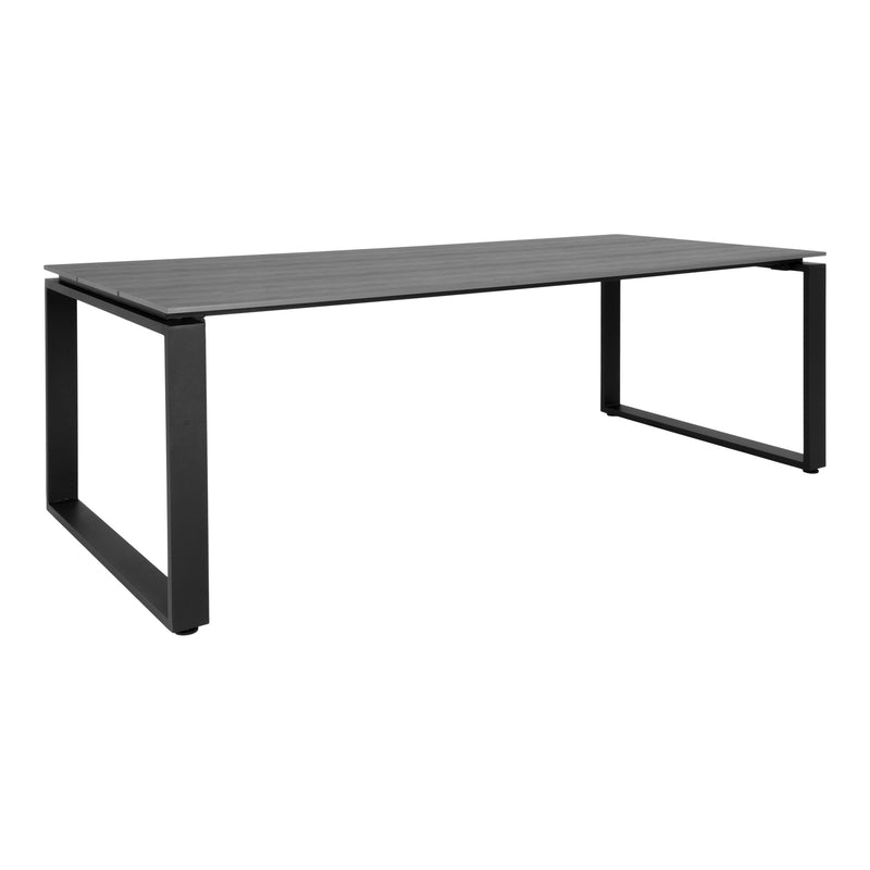 Havebord med bordplade i grå nonwood og sorte ben 220x100 cm