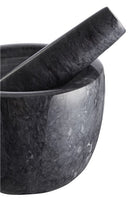 Siden af den sorte marmor morter fra Day