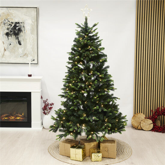 Juletræ kunstig PE/PVC "LIFA", Klasse A+, m/LED og stjerne, 4 størrelser
