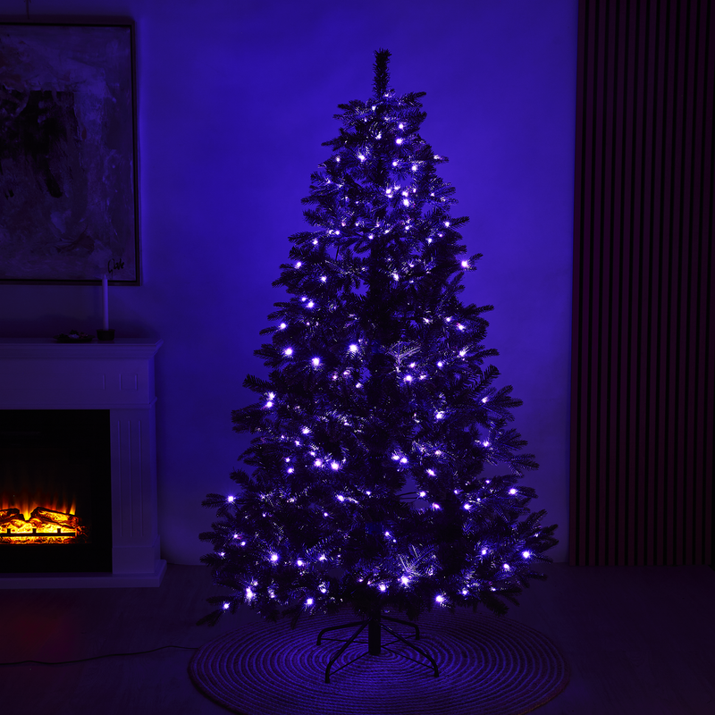 Juletræ kunstig PE/PVC "Limited Edition", Klasse A+, 180X124 cm m/color og white LED