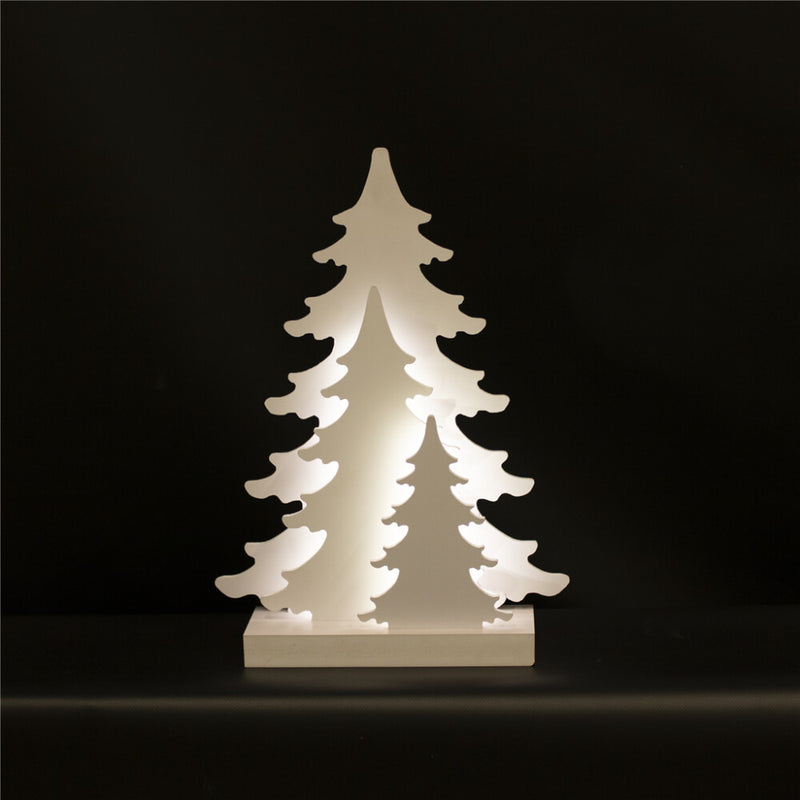Julesilhuet 3D LED med træ motiv