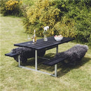 Hortus - Bord-/bænksæt "FRIGG" sort grundmalet og galvaniseret stel uden ryg L: 175 x B: 140 cm