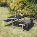 Hortus - Bord-/bænksæt "LOKE" sort grundmalet og galvaniseret stel uden ryg L: 180 x B: 185 cm