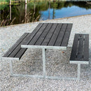 Hortus - Bord-/bænksæt "LOKE" sort grundmalet og galvaniseret stel uden ryg L: 180 x B: 185 cm