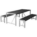 Hortus - Bord og 2 bænke H-model sort grundmalet og galv. stel