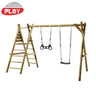 Nordic Play - Gyngestativ 240 cm med platform m/1 sort gynge og 1 sort trapez ekskl. rutsjebane - Bolig og Haven