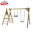 Nordic Play - Gyngestativ 240 cm med platform m/1 sort gynge og 1 sort trapez ekskl. rutsjebane