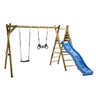 Nordic Play - Gyngestativ 240 cm med platform m/1 sort gynge og 1 sort trapez inkl. blå rutsjebane - Bolig og Haven