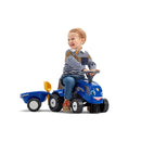 Falk Baby New Holland ride-on traktor med trailer, rive og skovl, fra 1-3 år
