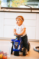 Falk Baby New Holland ride-on traktor med trailer, rive og skovl, fra 1-3 år