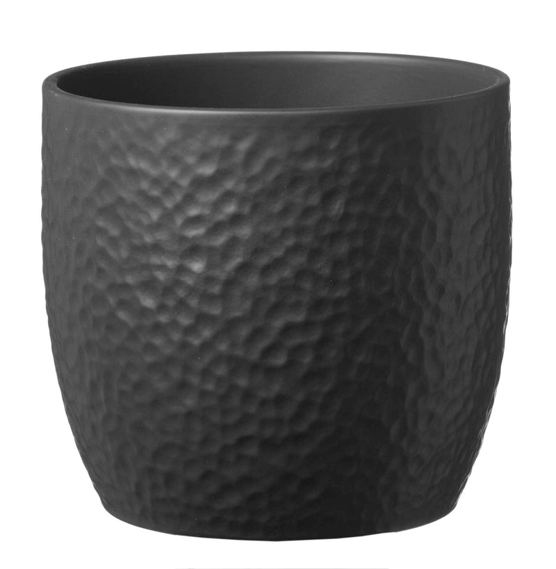 Den sorte Boston urtepotte fra Soendgen Keramik med en struktur overflade