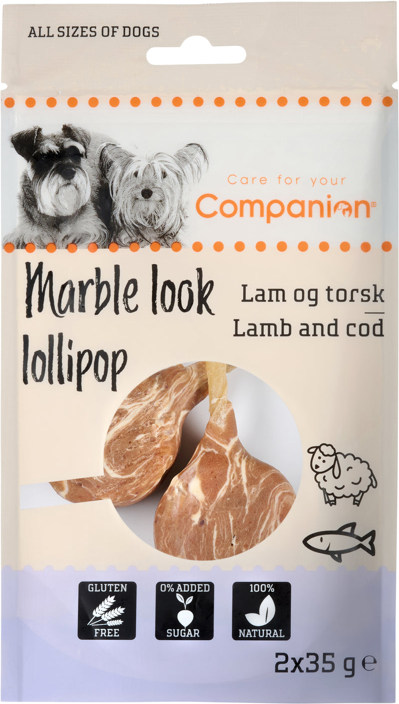 Companion - Marmorlook lollipop - lam & torsk - 2x35 g