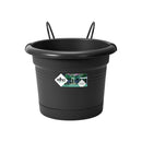 Rund, sort altanpotte med beslag fra Elho