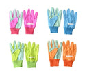 Børne havehandsker i farverne, pink, blå, grøn og orange fra Garden Life 