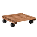 Firkantet rullevogn i fyrretræ til plantekrukker fra Garden Life i størrelsen 29 x 29 cm