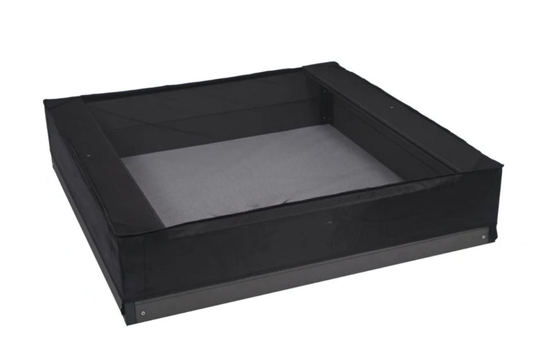 Det sorte sandkassenet fra Nordic Play i størrelsen 120 x 120 x 20 cm 