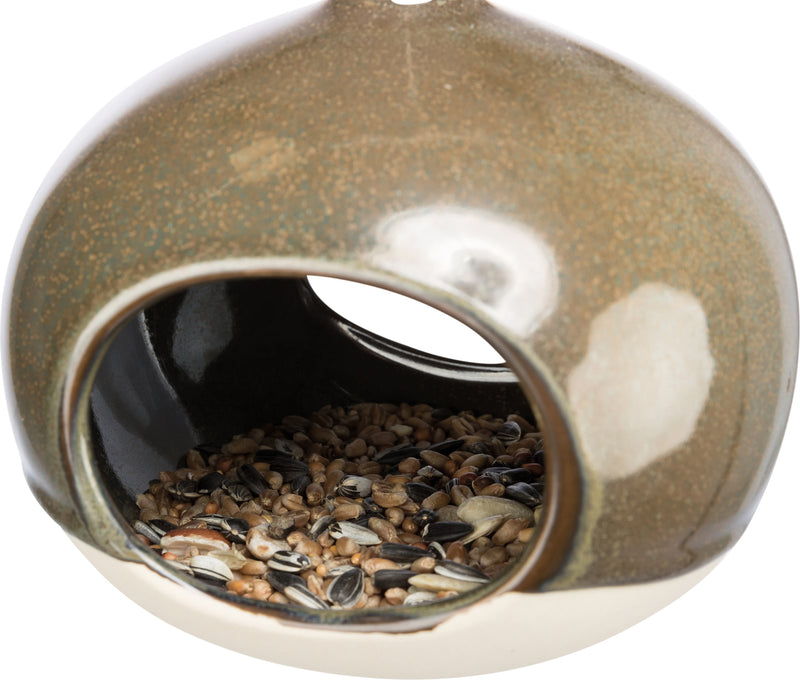 Trixie - Hængende foderskål til fugle, keramik, 12x14x12 cm, grøn
