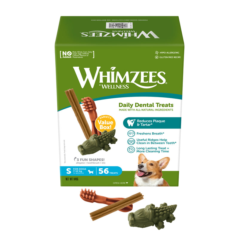 Whimzees - Størrelse S, 56 stk, 840 g, box