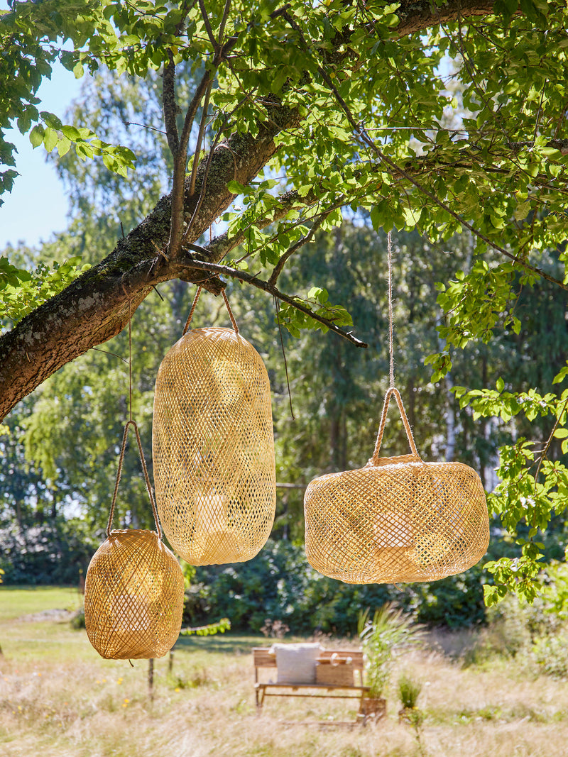 Bloomingville - Musu Lanterne m/Glas, Natur, Bambus H32 cm