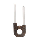 Dobbelt holder Lysestage - Brunt marmor