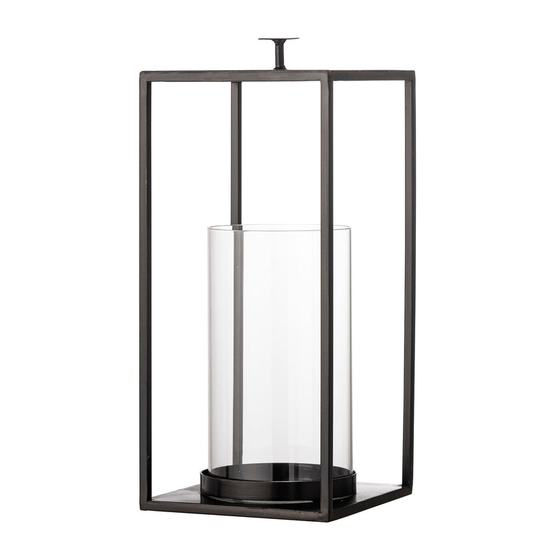 Bloomingville - Udoon Lanterne m/Glas, Sort, Metal H33 cm