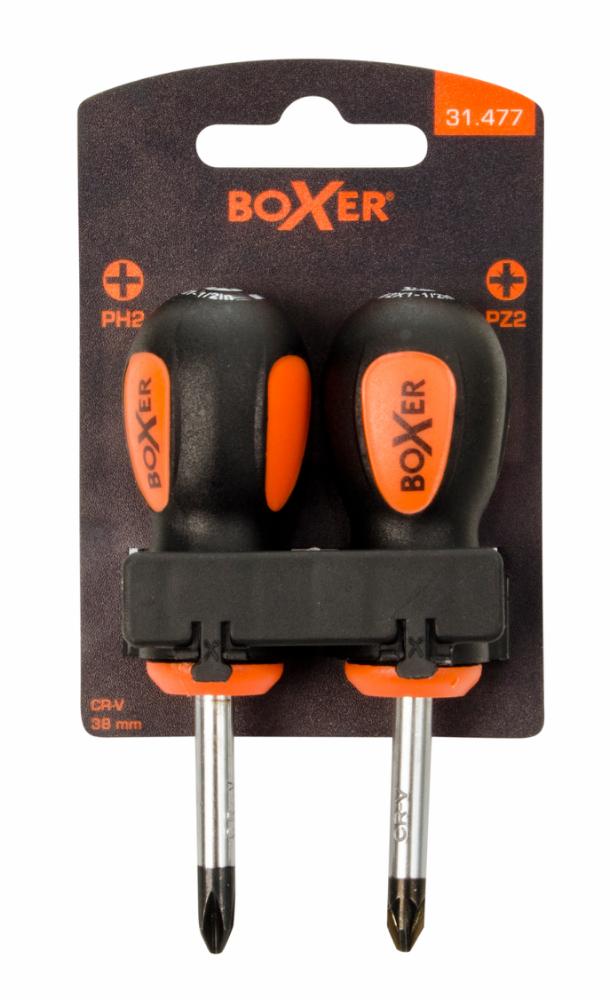 2 små orange skrutrækker fra BoXer i deres indpakning 