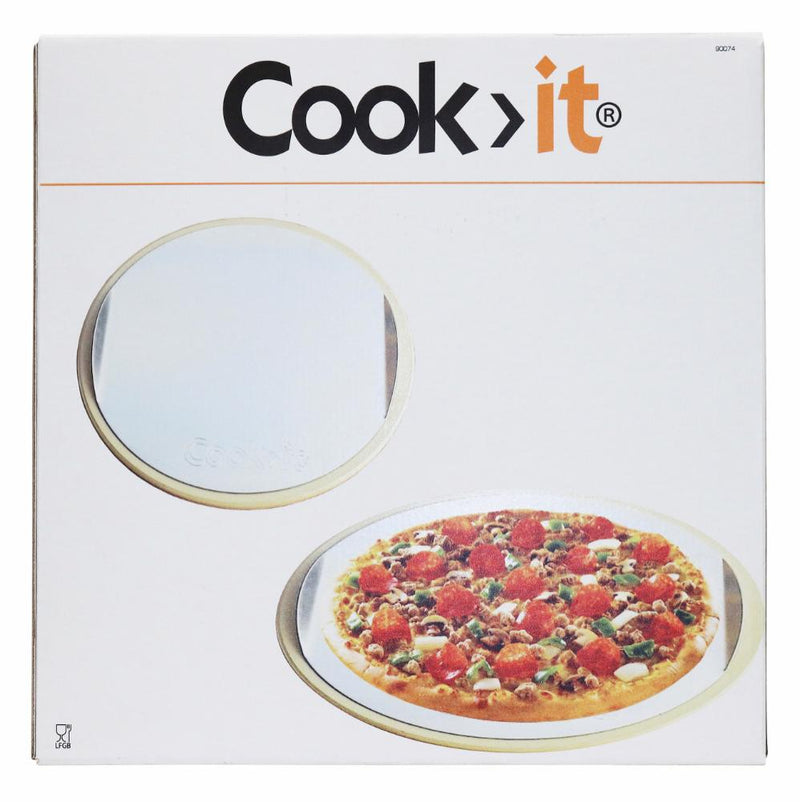 Den lyse pizzasten med bageplade fra Cook>it i sin normale indpakning 
